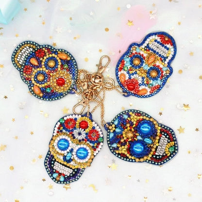 Set of 4 Sugar Skulls | Key Chains | Diamond Painting DIY