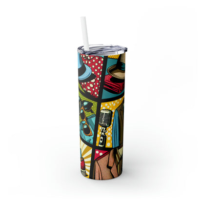 "Pop Art Apparel: A Collage of Vintage Style" - The Alien Maars® Skinny Tumbler with Straw 20oz pop art Style