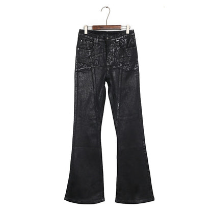 Wax Surface Coating Brush Wax Eight-pointed Stars Cut Micro-pull High Street Casual Jeans