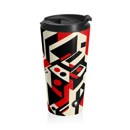 "Futuristic Metropolis: A Constructivist Expression of Urban Technology" - The Alien Stainless Steel Travel Mug Constructivism