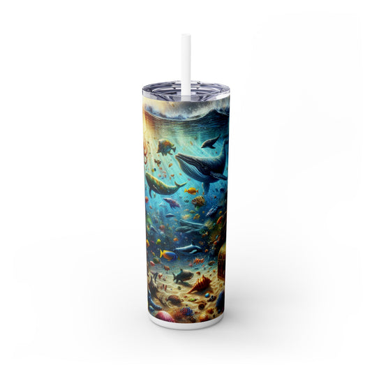 "El país de las maravillas submarinas": vaso estrecho Alien Maars® con pajita de 20 oz