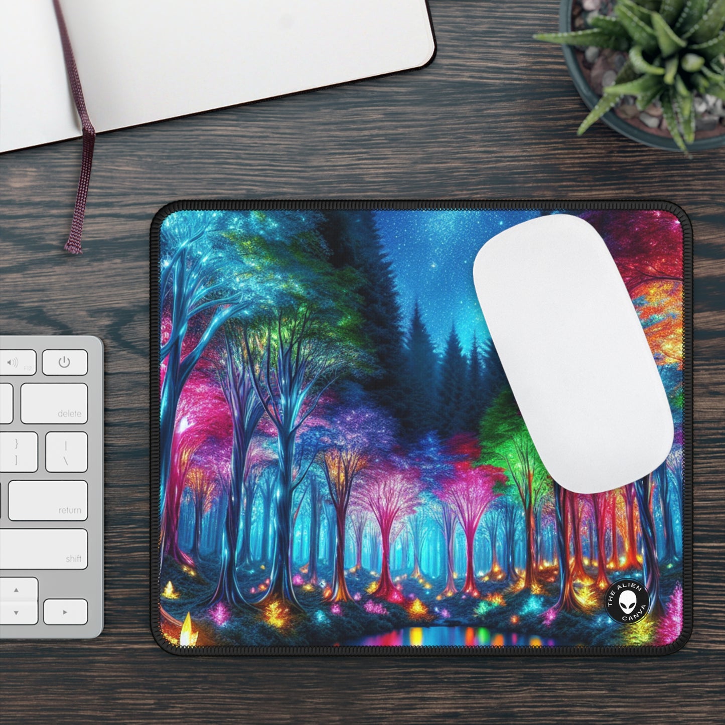 "Crystal Glow: The Enchanted Forest" - The Alien Gaming Mouse Pad