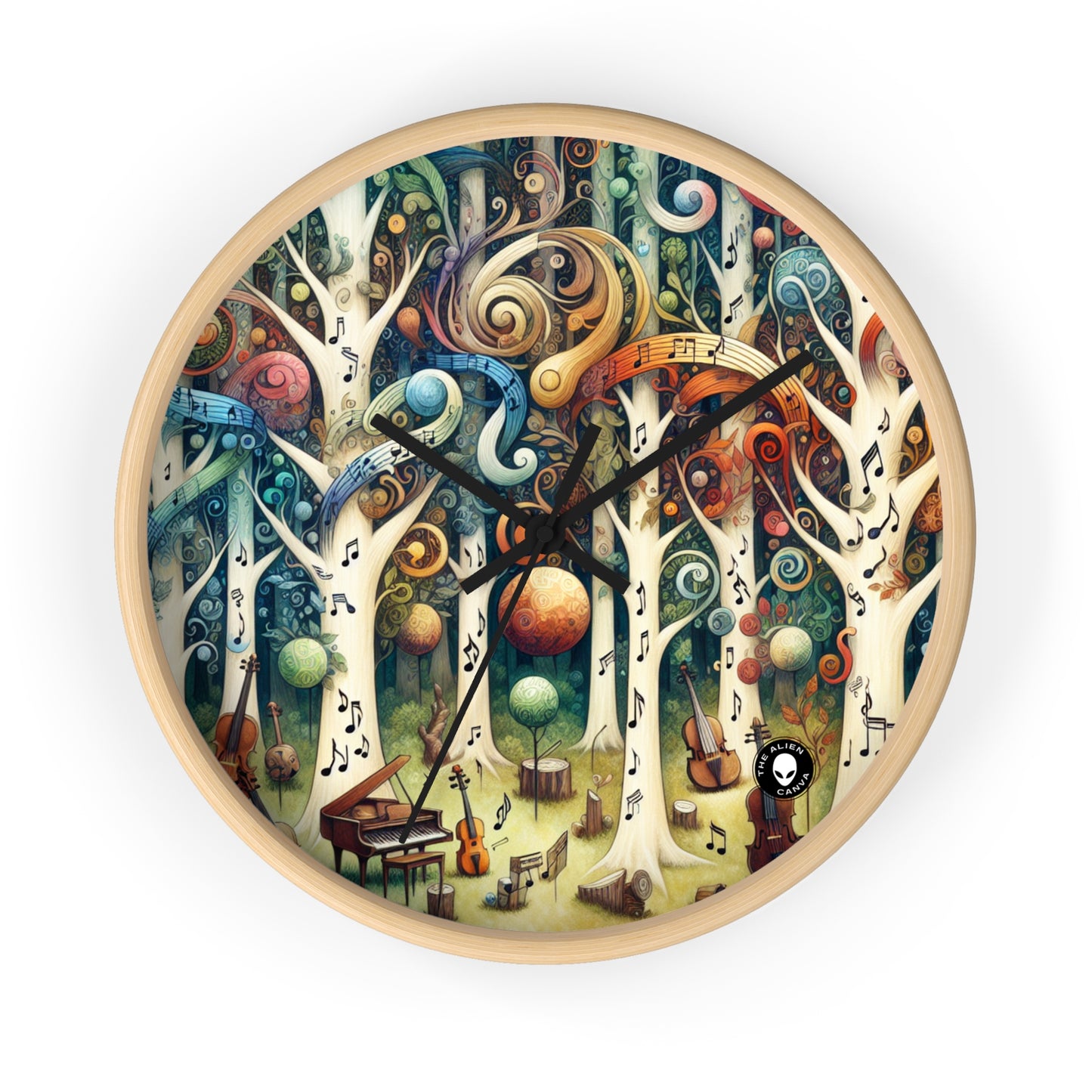 « Enchantement mélodique : la forêt instrumentale » – L'horloge murale extraterrestre