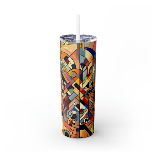 Chaos and Harmony: A Visual Dance - The Alien Maars® Skinny Tumbler with Straw 20oz Abstract Art