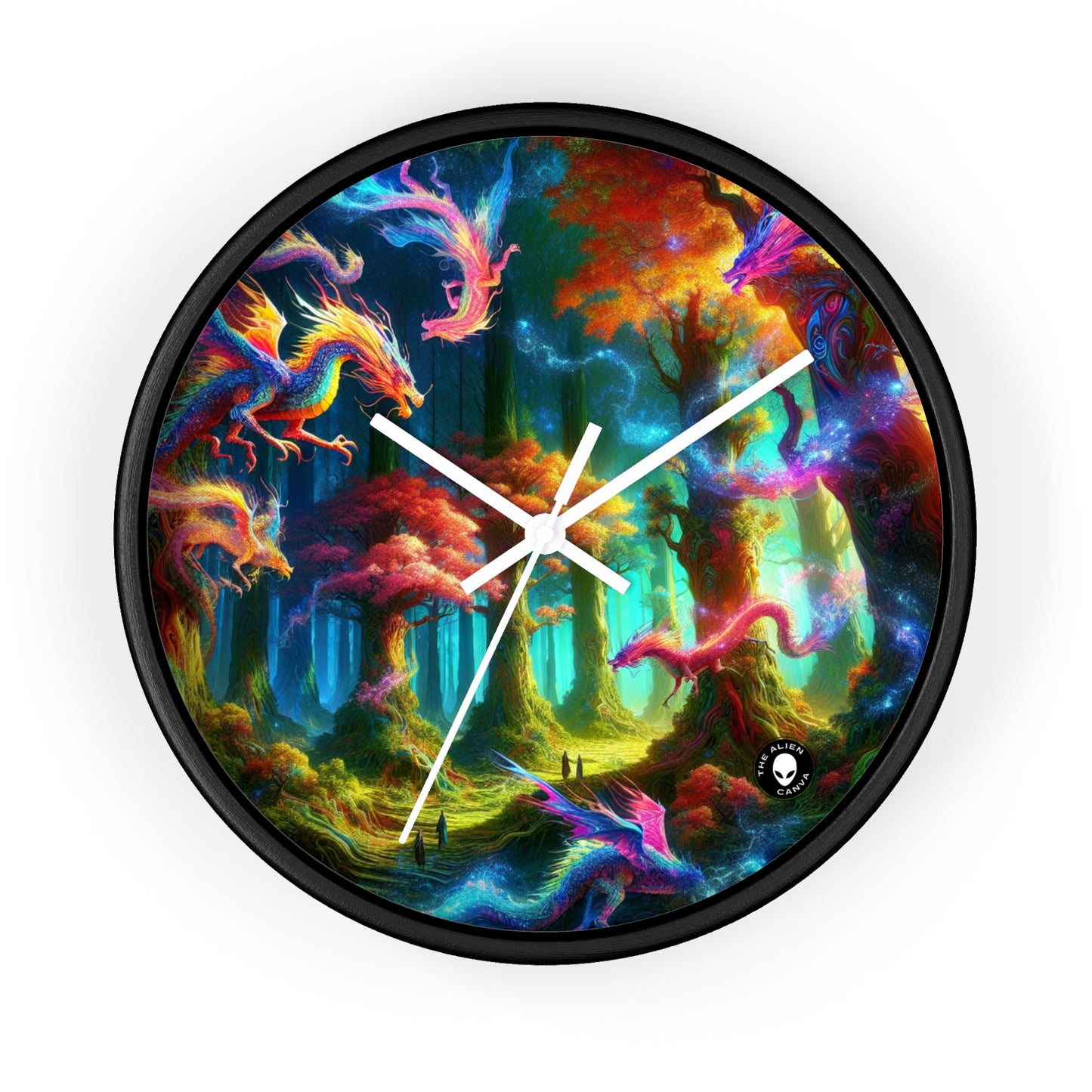 "Dragon's Rainbow Forest" - The Alien Wall Clock