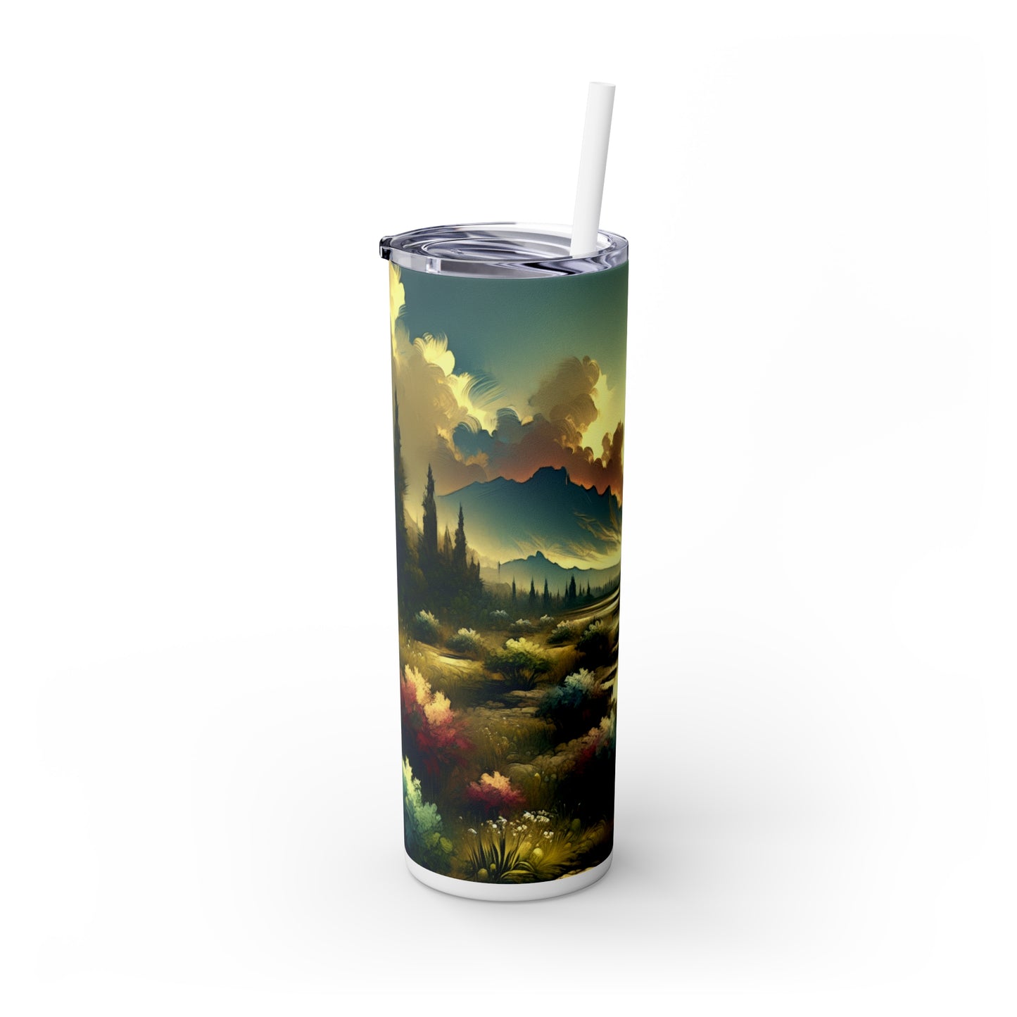 "Nature's Canvas: A Seasonal Land Art Installation" - The Alien Maars® Skinny Tumbler with Straw 20oz Land Art