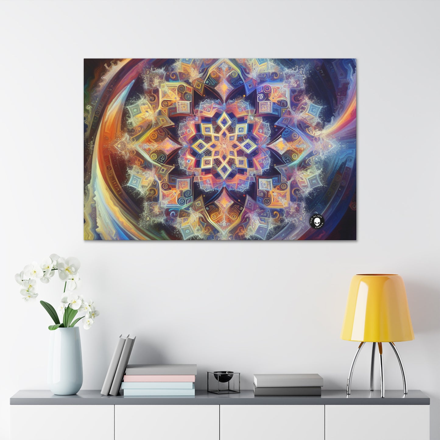 "Mandala dinámico: una pintura geométrica vibrante" - The Alien Canva