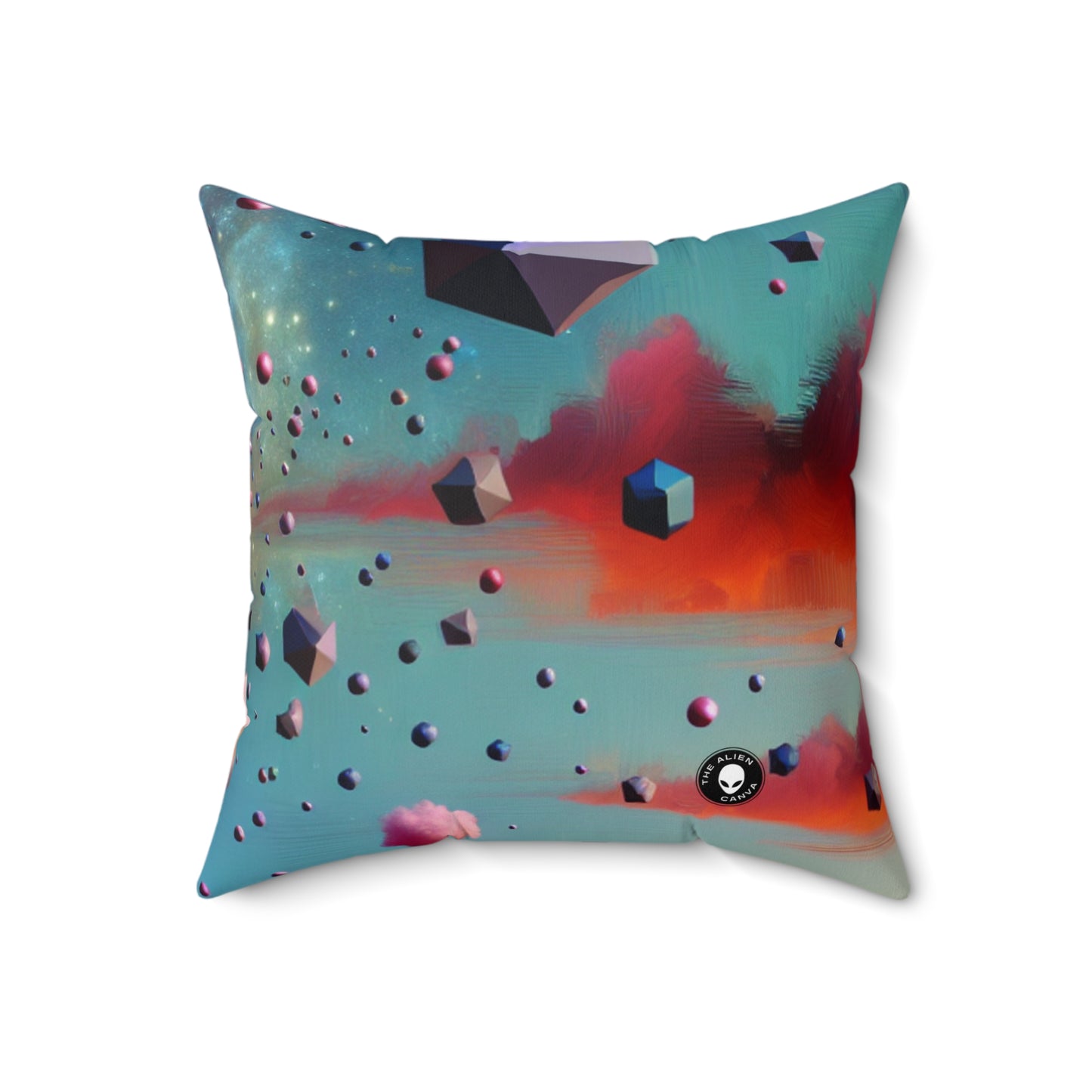 "Floating Dimensions: A Surreal Sky"- The Alien Spun Polyester Square Pillow