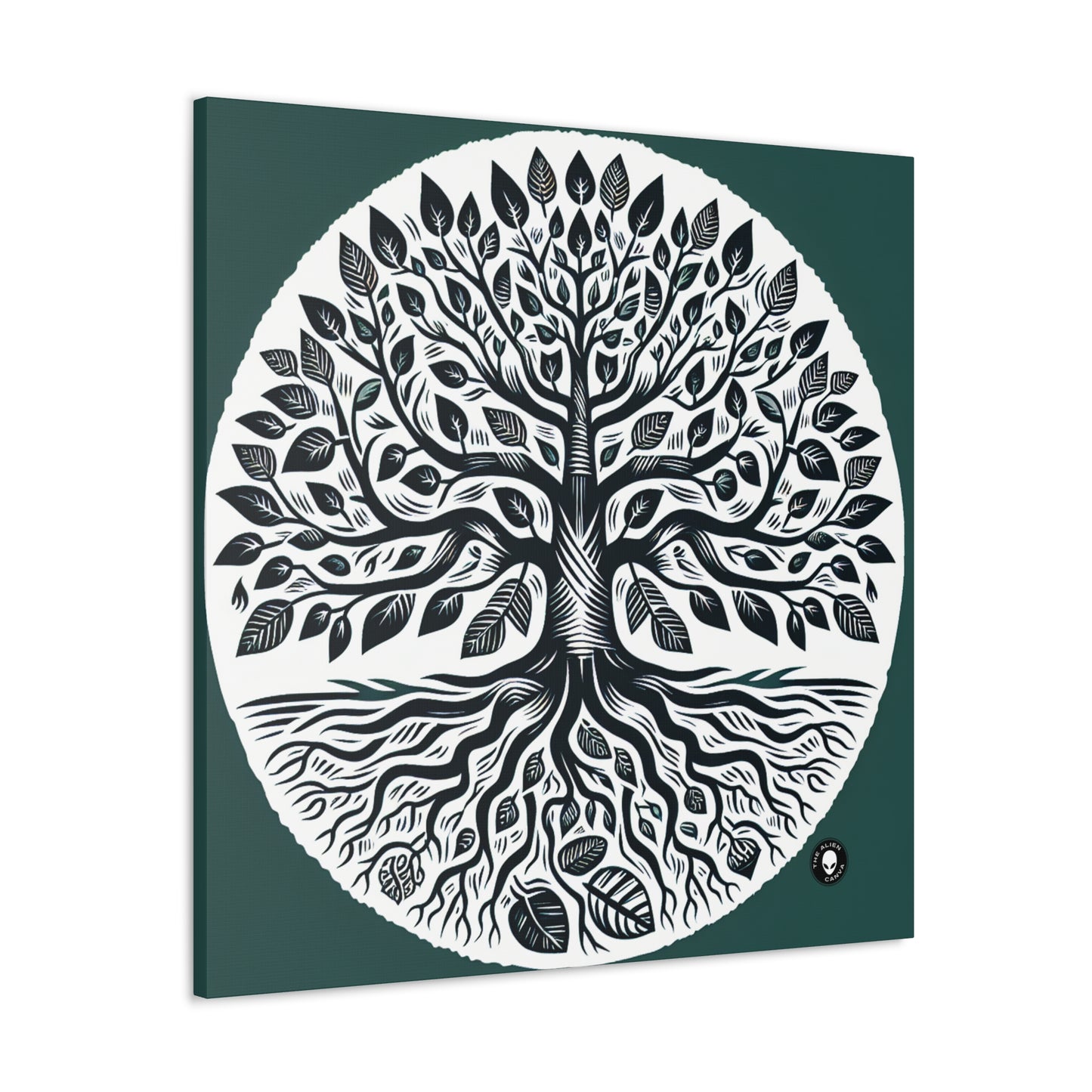 "Modern Woodcut Family Tree" - The Alien Canva Woodcut Printing