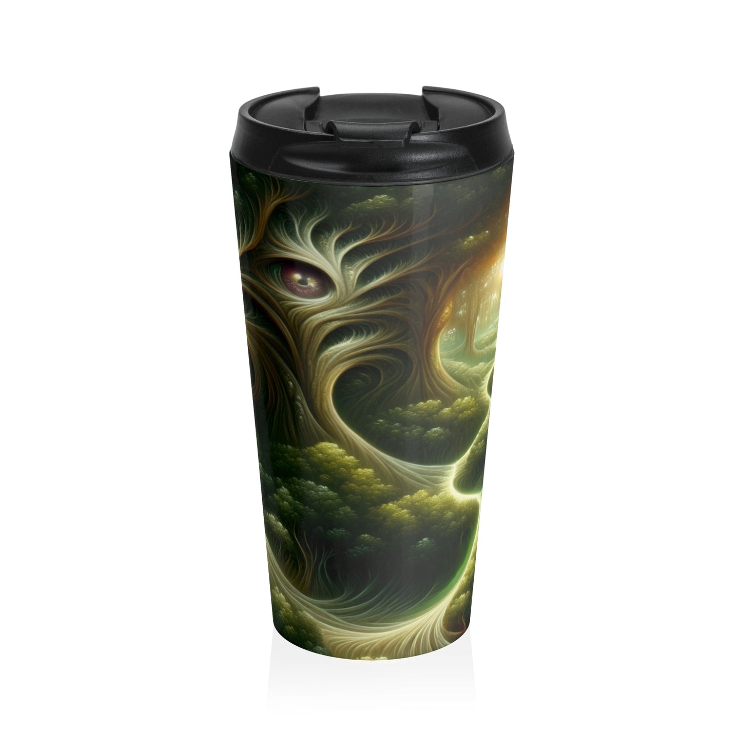 "Watchful Woods: The Path to Enchantment" - Taza de viaje de acero inoxidable de Alien