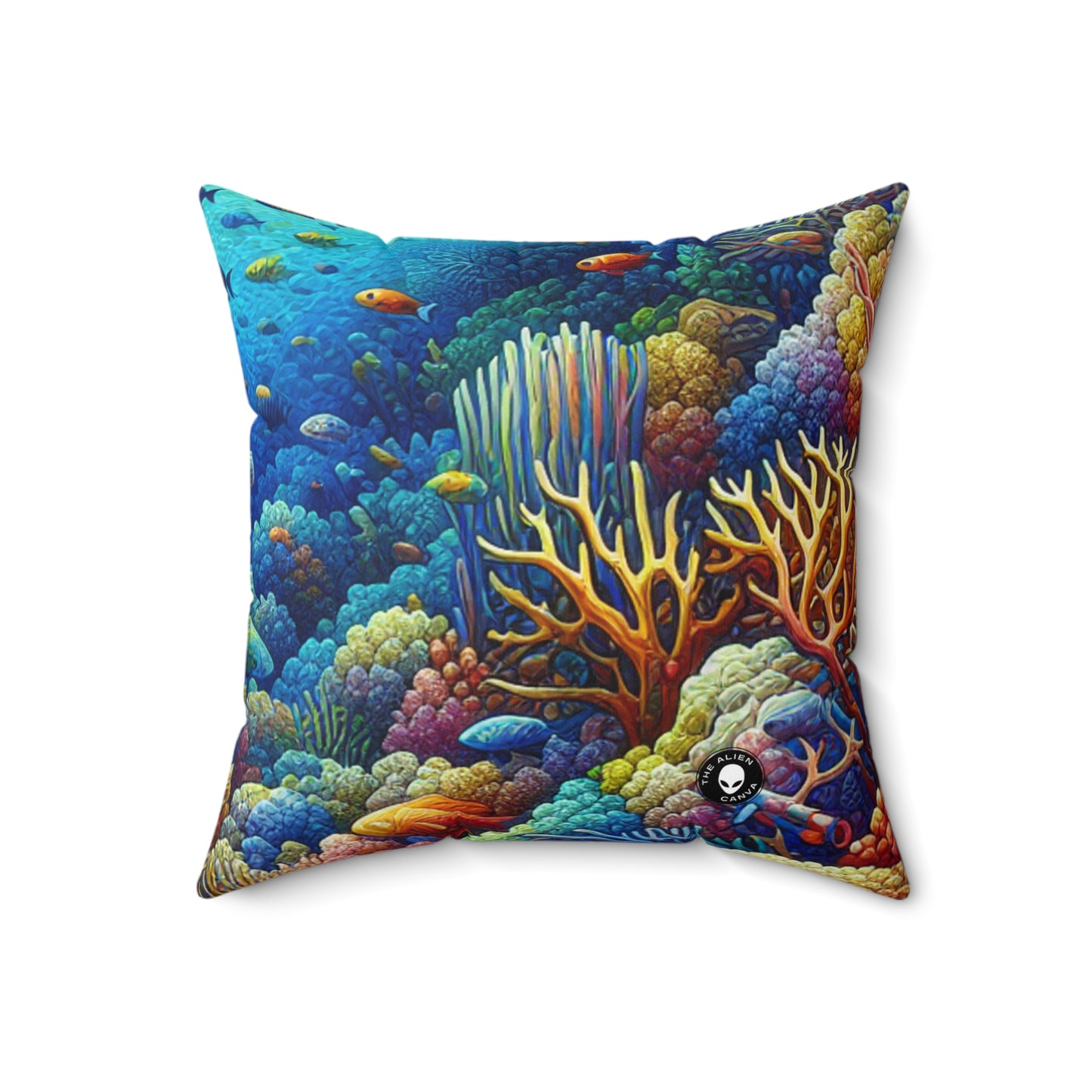 "Marine Paradise: Colorful Coral Reef Wildlife"- The Alien Spun Polyester Square Pillow