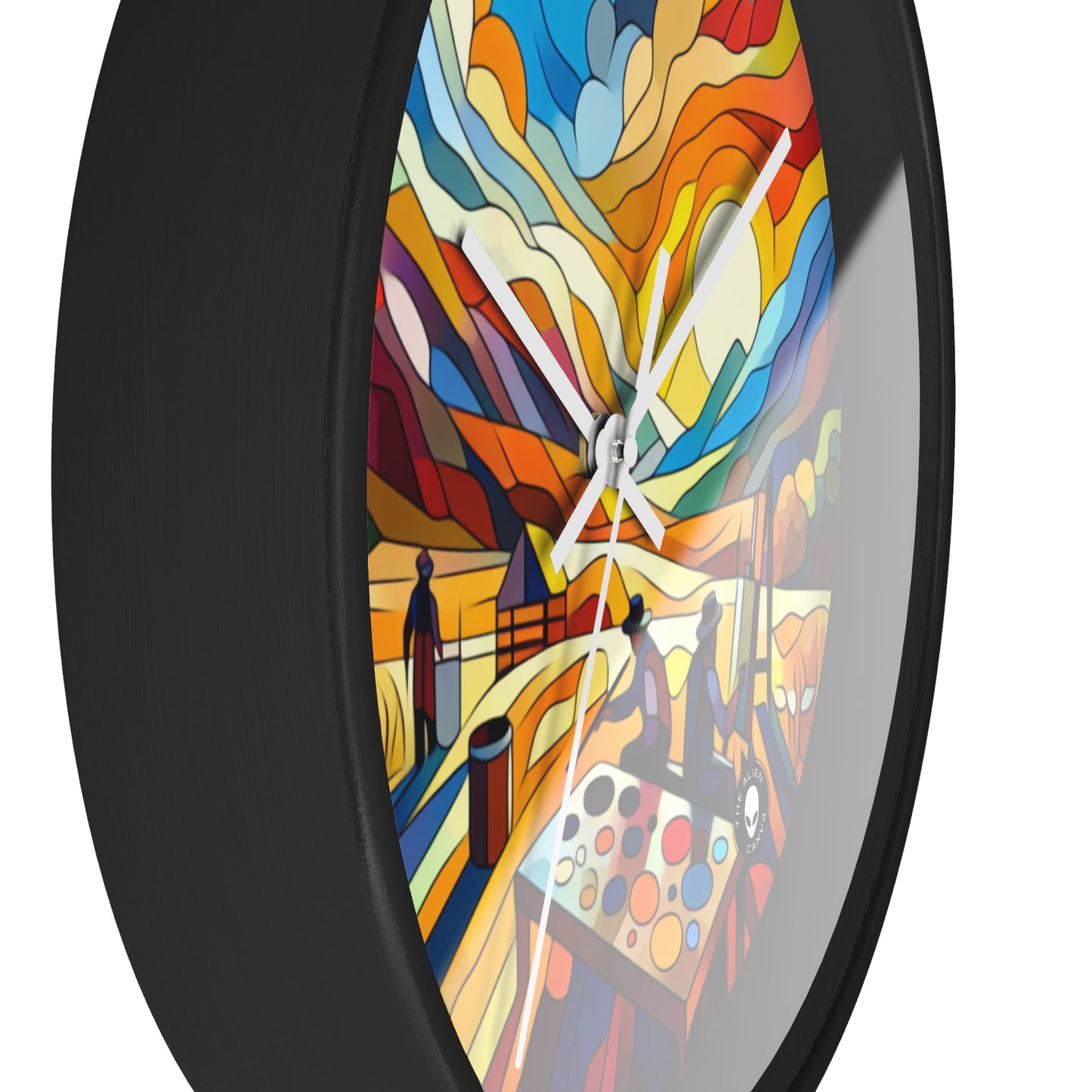 "Futuristic Neon Cityscape" - The Alien Wall Clock Hard-edge Painting