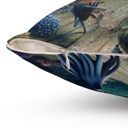 "Shipwreck Soiree: An Underwater Dance Party"- The Alien Spun Polyester Square Pillow