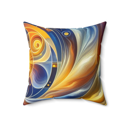 "Ascending Divinity: A Spiritual Awakening in Vibrant Geometry" - The Alien Spun Polyester Square Pillow Religious Art Style