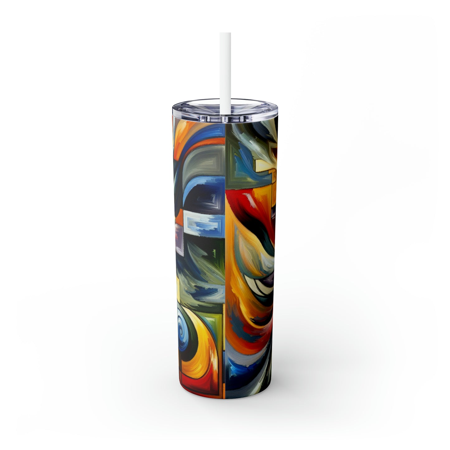 "A Tension of Shapes" - The Alien Maars® Skinny Tumbler with Straw 20oz Abstract Expressionism Style