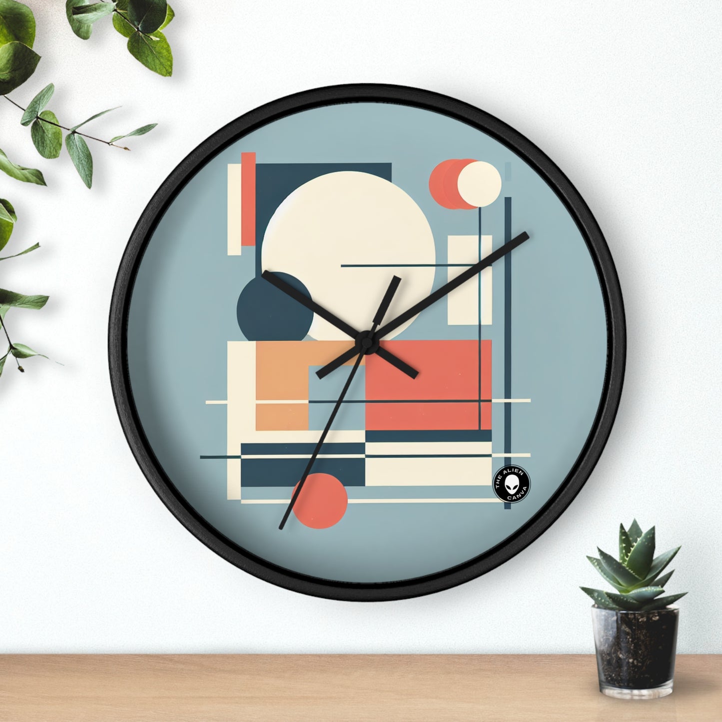 "Serenidad minimalista: reflejos tranquilos del atardecer" - El minimalismo del reloj de pared alienígena