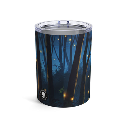 "Atardecer encantado: Luciérnagas en el bosque" - Vaso Alien de 10 oz