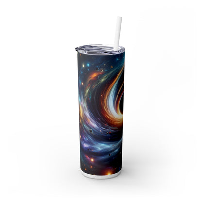 "Vórtice galáctico: la danza colorida de estrellas y planetas" - Vaso delgado con pajita de 20 oz de Alien Maars®