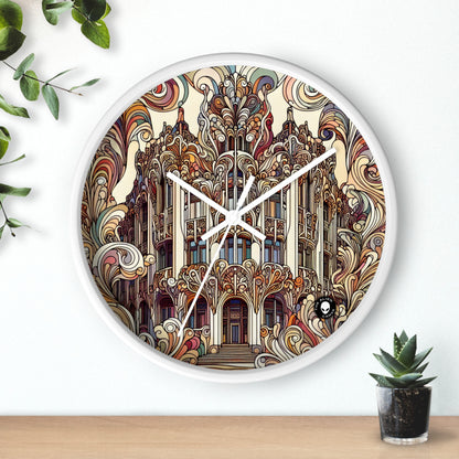 "Estaciones encantadas: Ilustración del bosque Art Nouveau" - El reloj de pared alienígena Art Nouveau