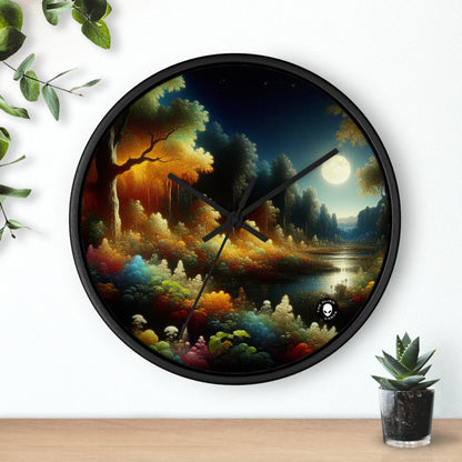 "Light and Dark in the Moonlight" - The Alien Wall Clock Post-Impressionism