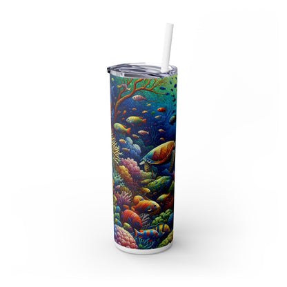 "Marine Paradise: Colorful Coral Reef Wildlife" - The Alien Maars® Skinny Tumbler with Straw 20oz