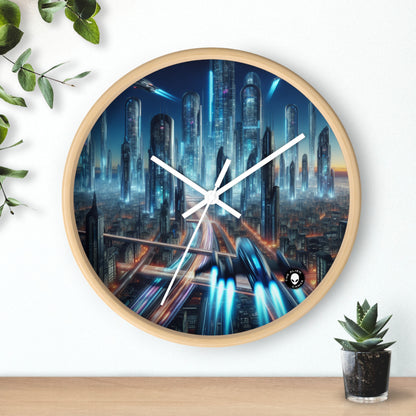 « Neon Skyline : Paysages urbains du futur » – L'horloge murale Alien