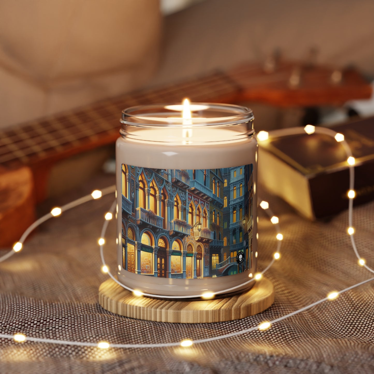 "Venetian Night: A Luminous Street Scene" - The Alien Scented Soy Candle 9oz Venetian School