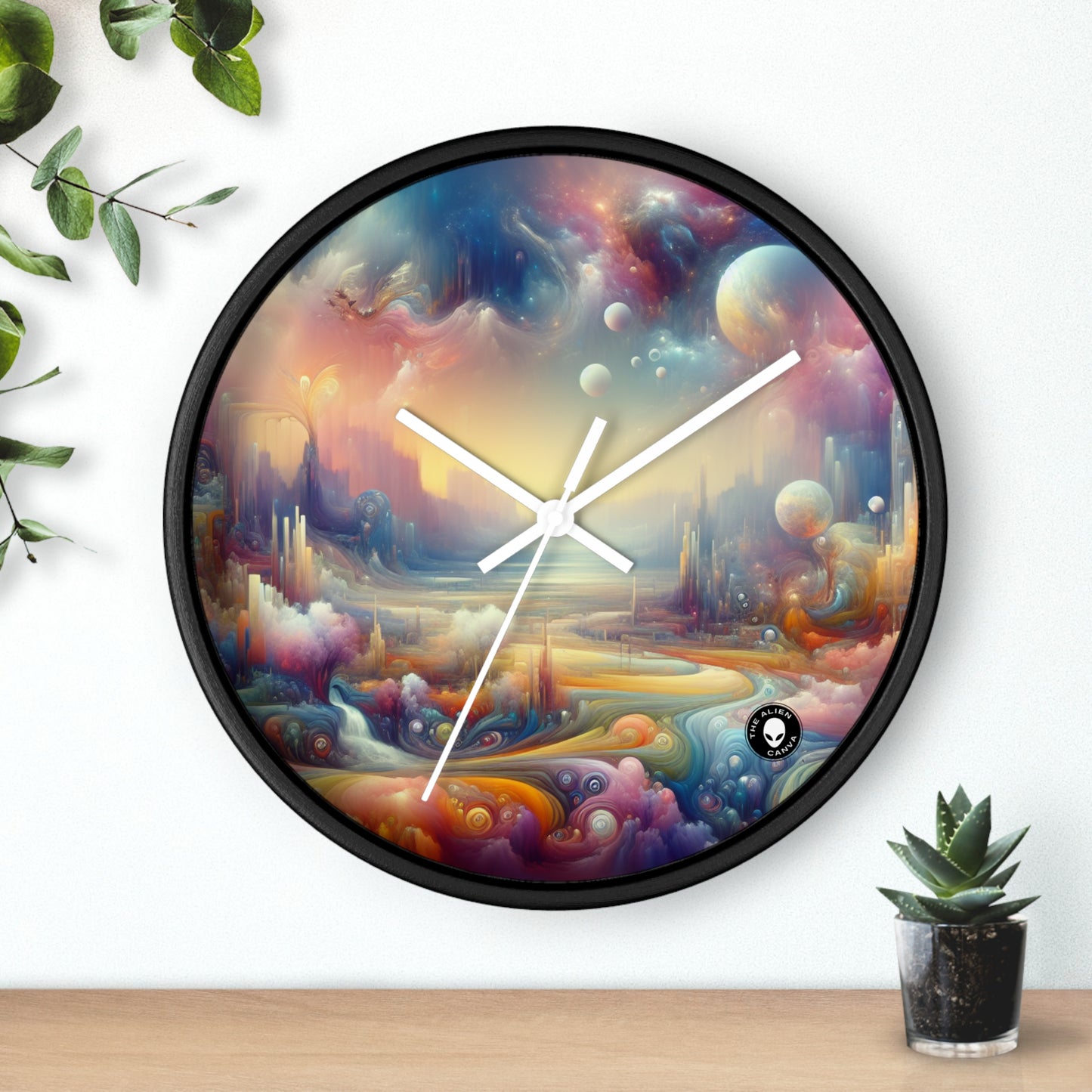 "Dreamscape Delights: A Surreal Painting" - The Alien Wall Clock