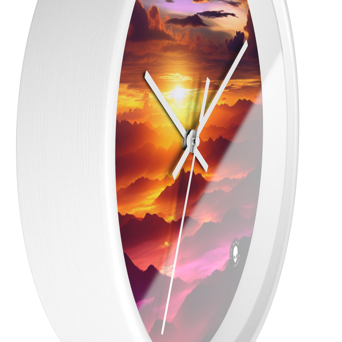 "Dawning Peaks: A Mountain Sunrise" - The Alien Wall Clock