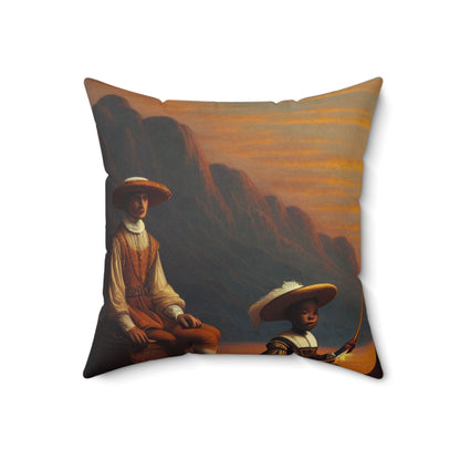 "Golden Twilight in the Italian Gondola" - The Alien Spun Polyester Square Pillow Renaissance Art Style