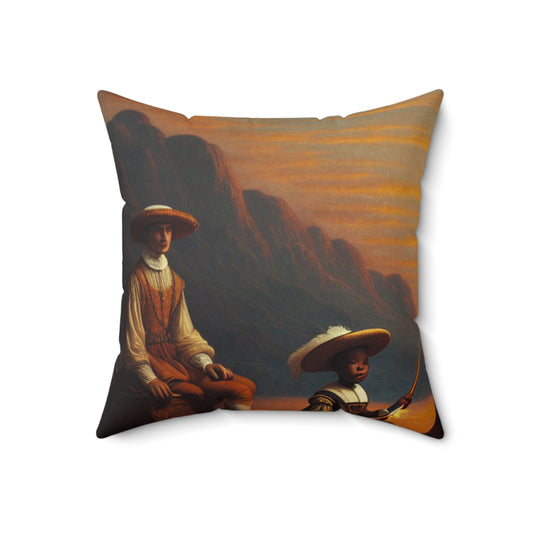 "Golden Twilight in the Italian Gondola" - The Alien Spun Polyester Square Pillow Renaissance Art Style