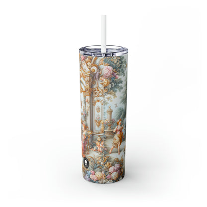 "A Garden of Rococo Delights: A Whimsical Extravaganza" - The Alien Maars® Skinny Tumbler with Straw 20oz Rococo