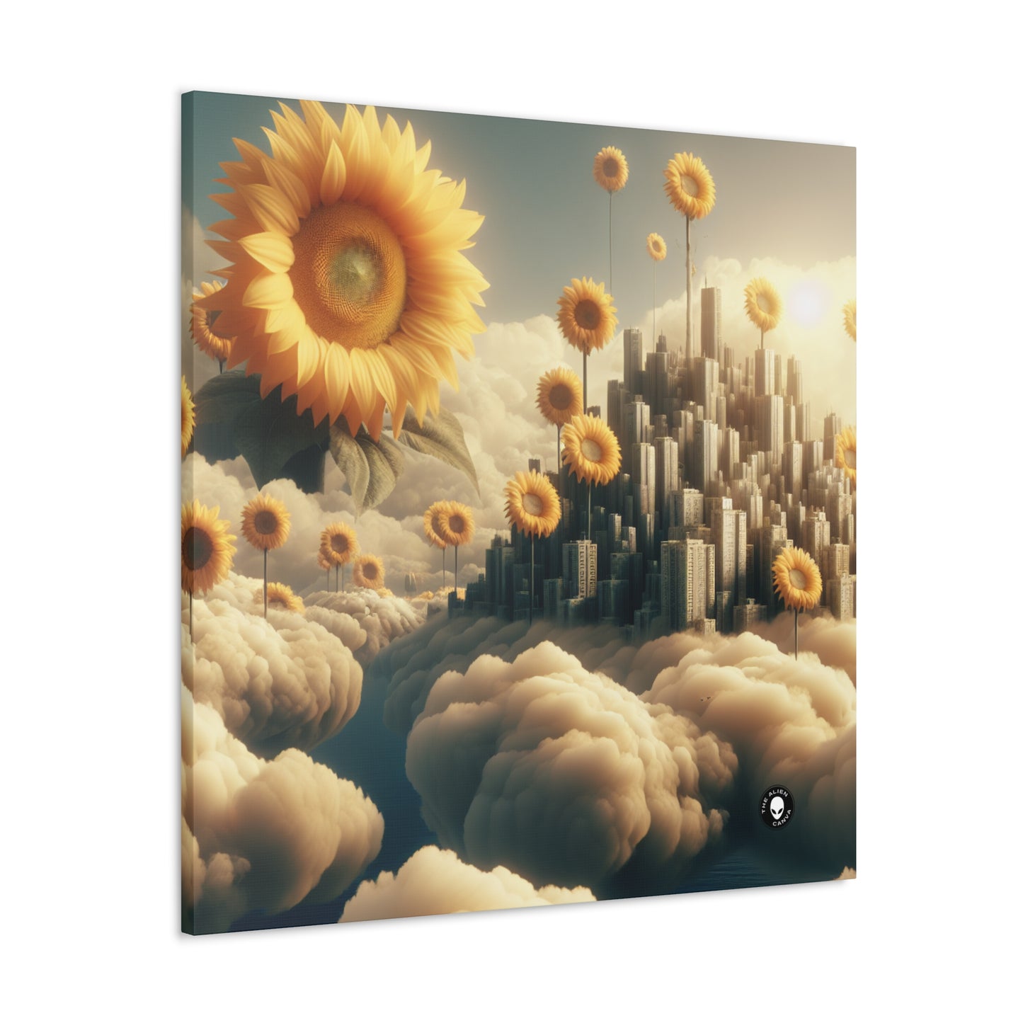 "Ethereal Sky: The City of Clouds and Sunflowers" - The Alien Canva