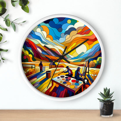 "Futuristic Neon Cityscape" - The Alien Wall Clock Hard-edge Painting