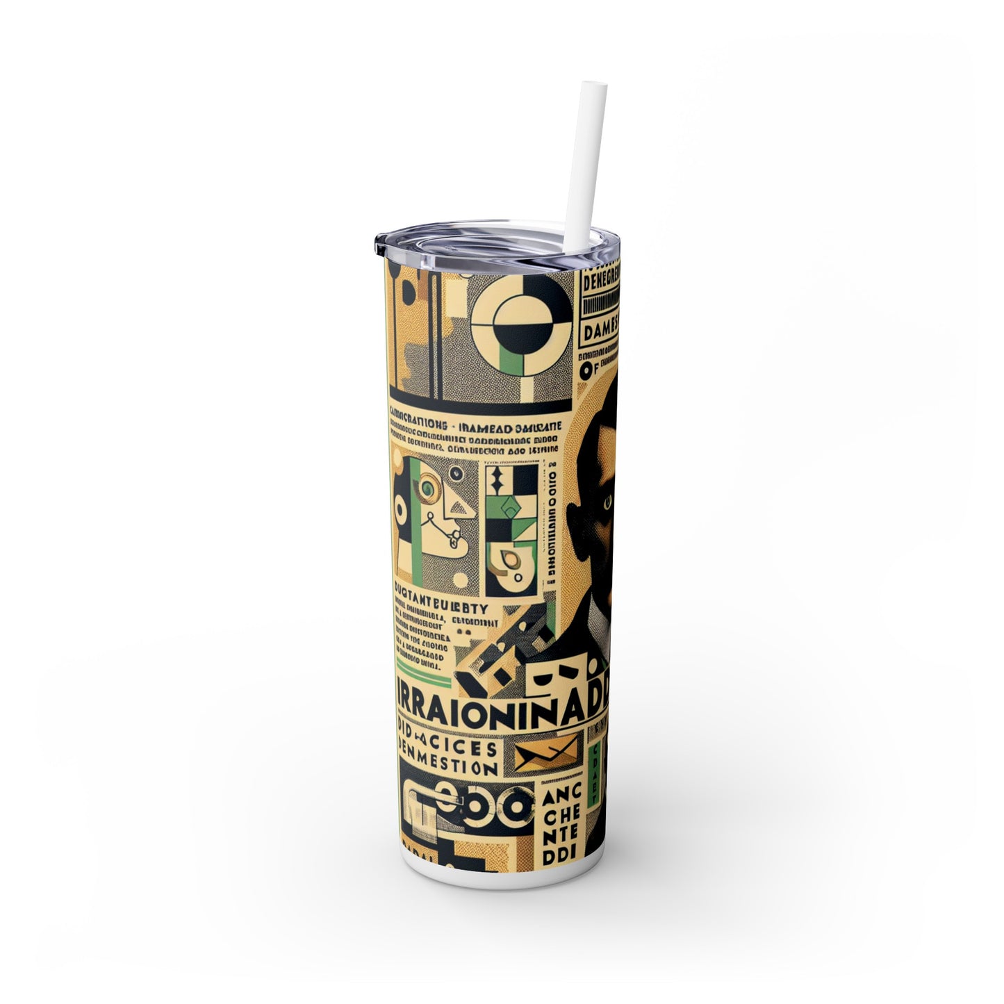 "Cacophony of Mundane Madness: A Dadaist Collage" - The Alien Maars® Skinny Tumbler with Straw 20oz Dadaism