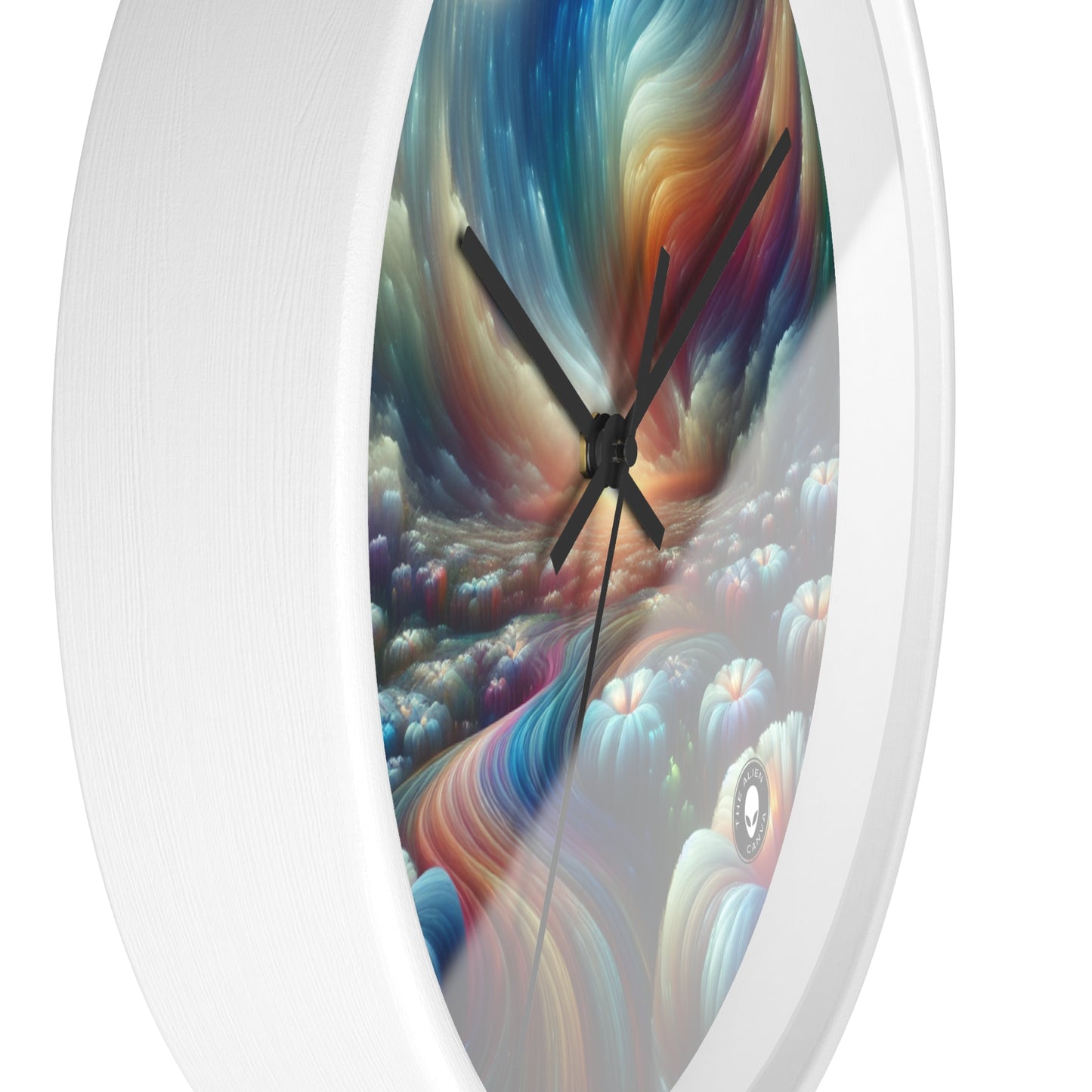 "Rainbow Sky, Moonlit Flowers" - The Alien Wall Clock