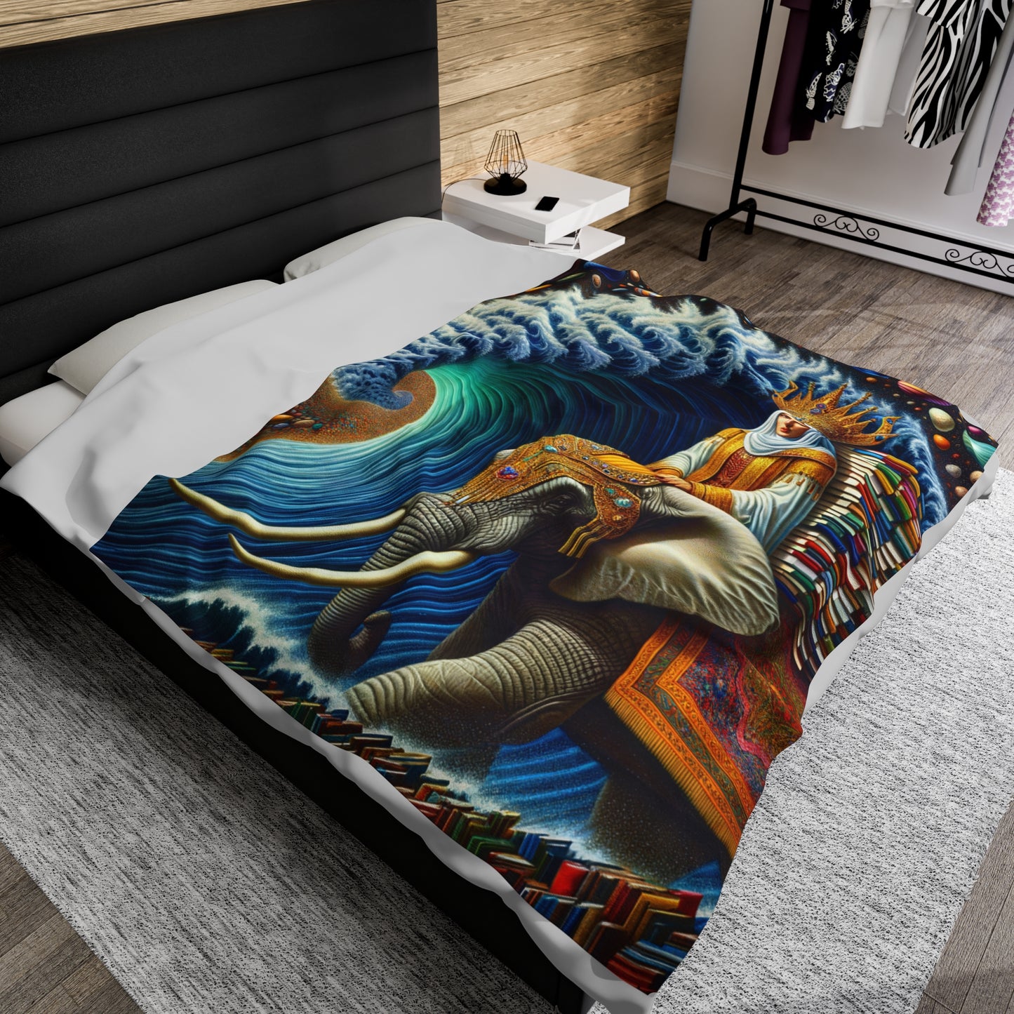 "The Wondrous Ride" - The Alien Velveteen Plush Blanket Surrealism Style