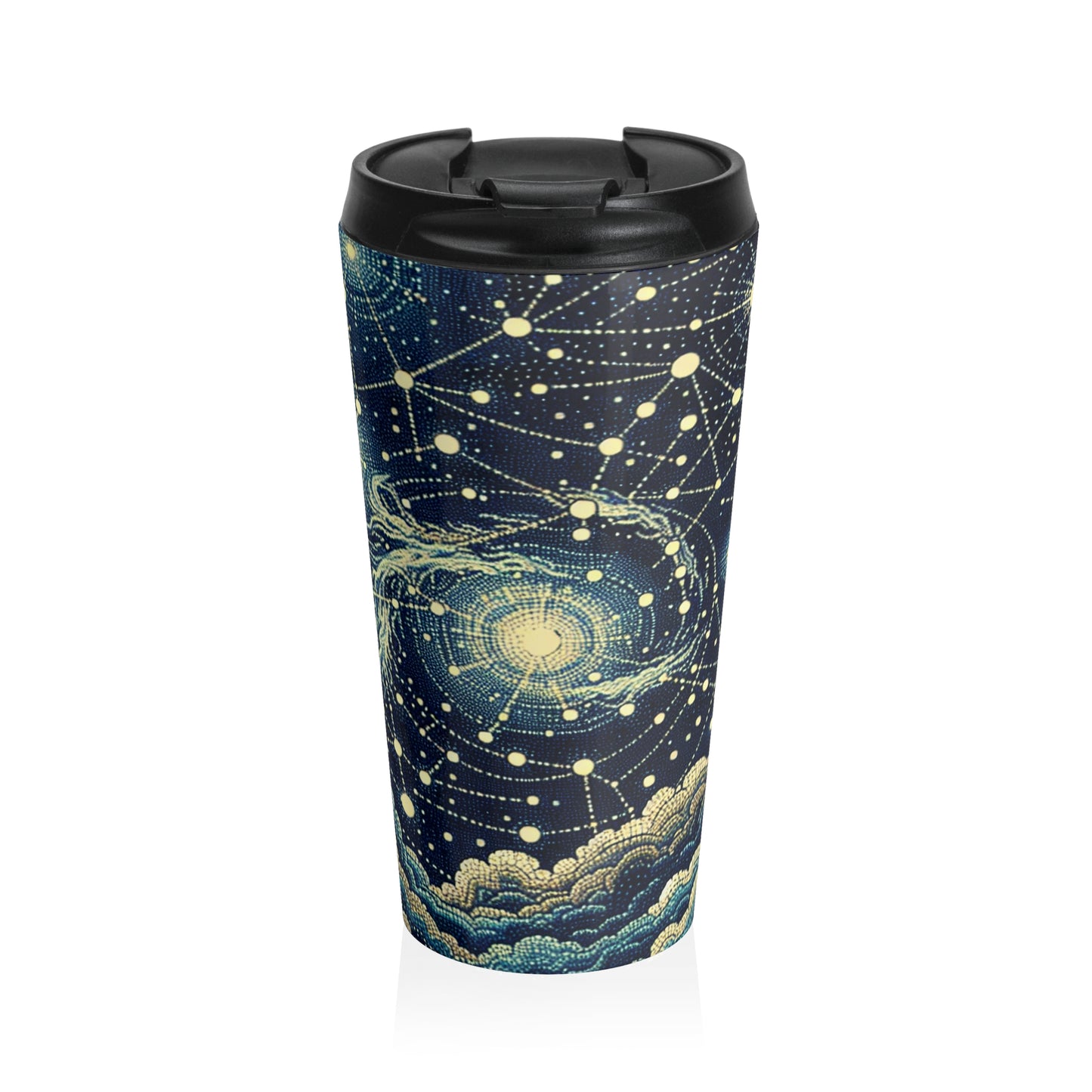 "Dotting the Heavens" - Taza de Viaje de Acero Inoxidable Alien Estilo Puntillismo