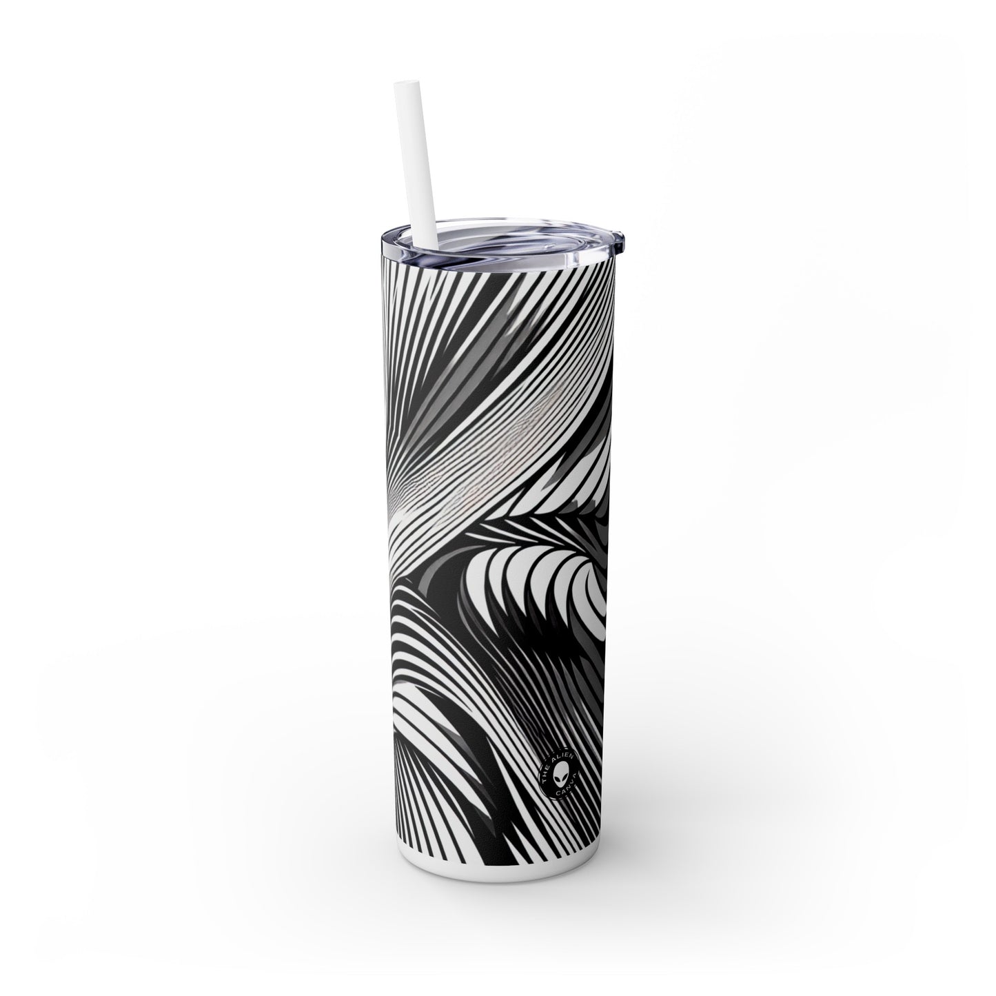 "Motion Embodied: Explorer l'illusion dynamique à travers l'Op Art" - The Alien Maars® Skinny Tumbler avec paille 20oz Op Art