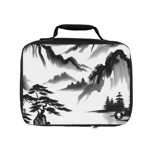 "Mountain Reflection: A Serene Zen Ink Painting"- The Alien Lunch Bag Zen Ink Painting