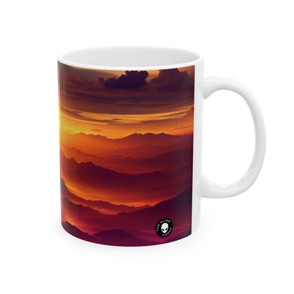 "Dawning Peaks: A Mountain Sunrise" - The Alien Ceramic Mug 11oz