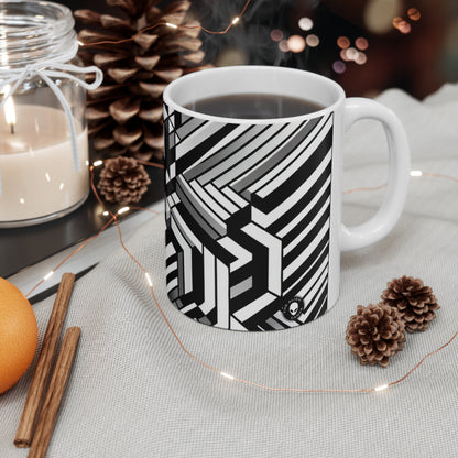 "Perception en mouvement : un chef-d'œuvre époustouflant de l'Op Art" - La tasse en céramique Alien 11oz Op Art