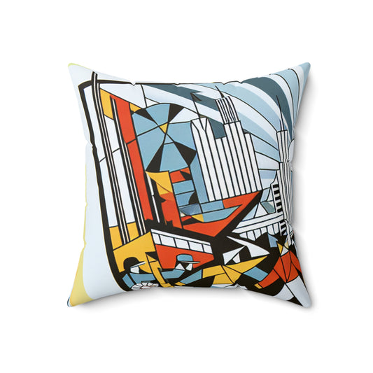 "Constructive City: A Vibrant Celebration of Urban Progress"- The Alien Spun Polyester Square Pillow Constructivism