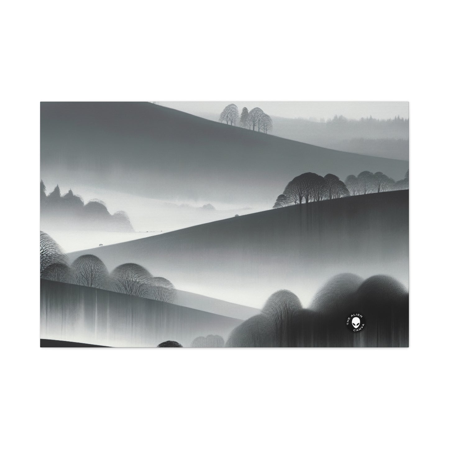 "Tonalismo gris: ladera en la niebla" - El tonalismo alienígena de Canva