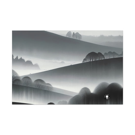 "Grey Tonalism: Hillside in Fog" - The Alien Canva Tonalism