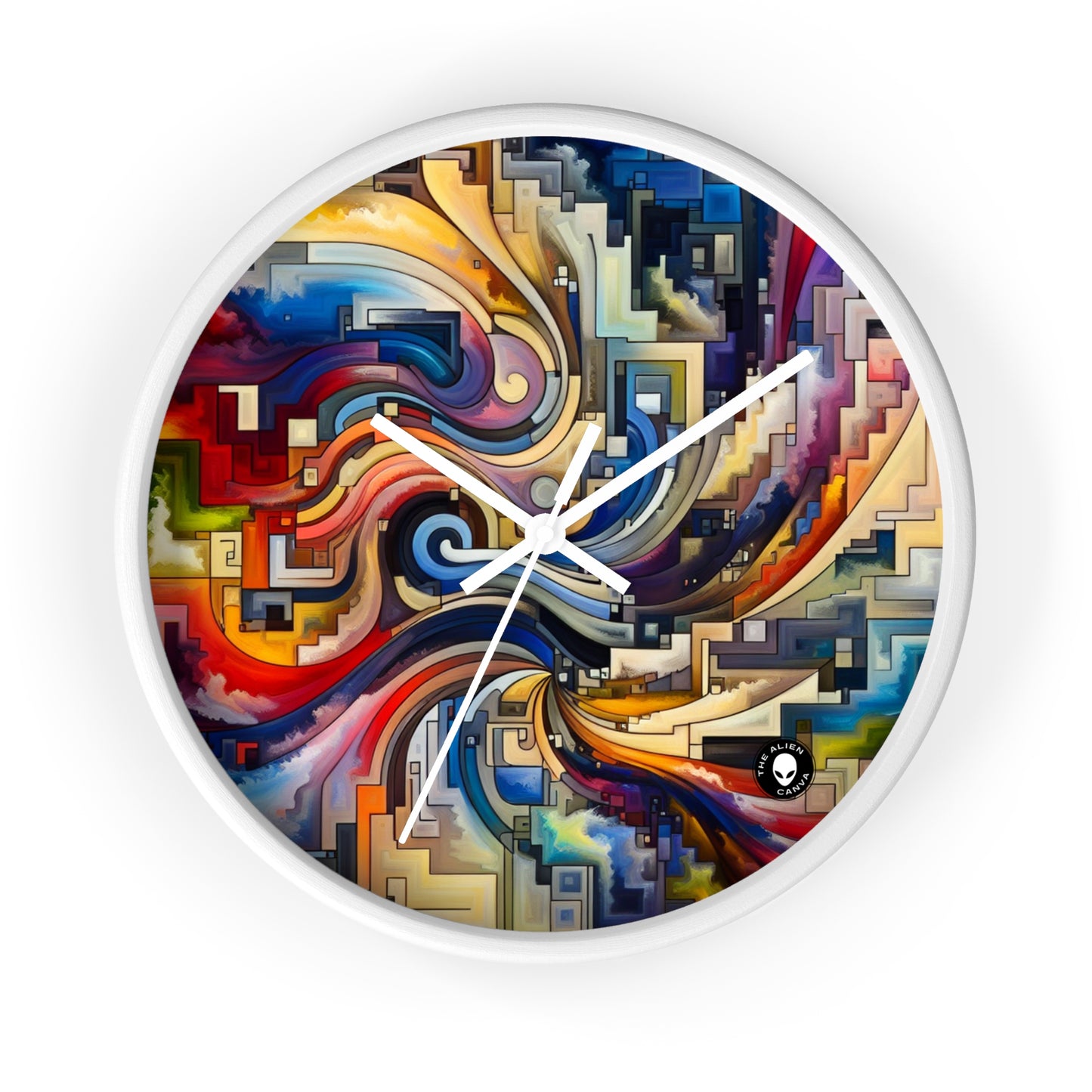 "Azul Sereno: Arte Abstracto con Formas Geométricas" - El Reloj de Pared Alien Arte Abstracto