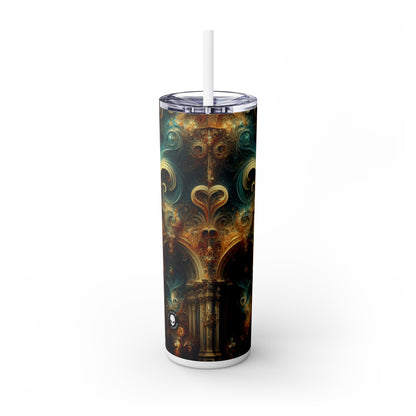 "Opulent Feasting: A Baroque Banquet" - The Alien Maars® Skinny Tumbler with Straw 20oz Baroque