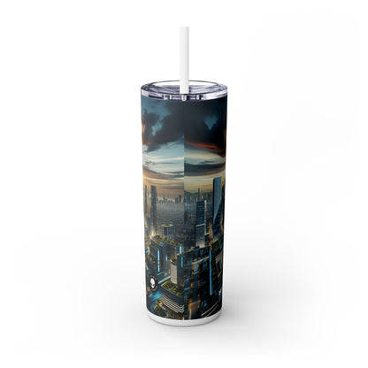 "Future Metropolis: A Urban Neo-Futuristic Urban Utopia" - The Alien Maars® Skinny Tumbler with Straw 20oz Néo-futurisme