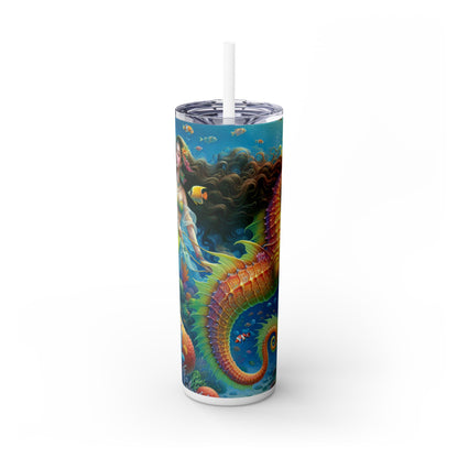 "El mágico paseo de la sirena por los corales": vaso estrecho con pajita de 20 oz de Alien Maars®