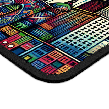"Bright City: A Pop of Color on the Skyline" - The Alien Gaming Mouse Pad Street Art / Graffiti Style